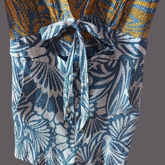 BCBGMAXAZRIA Ivy Floral Print Blocked Tie Front Woven Romper Multicolor Xsmall - Picture 16 of 16